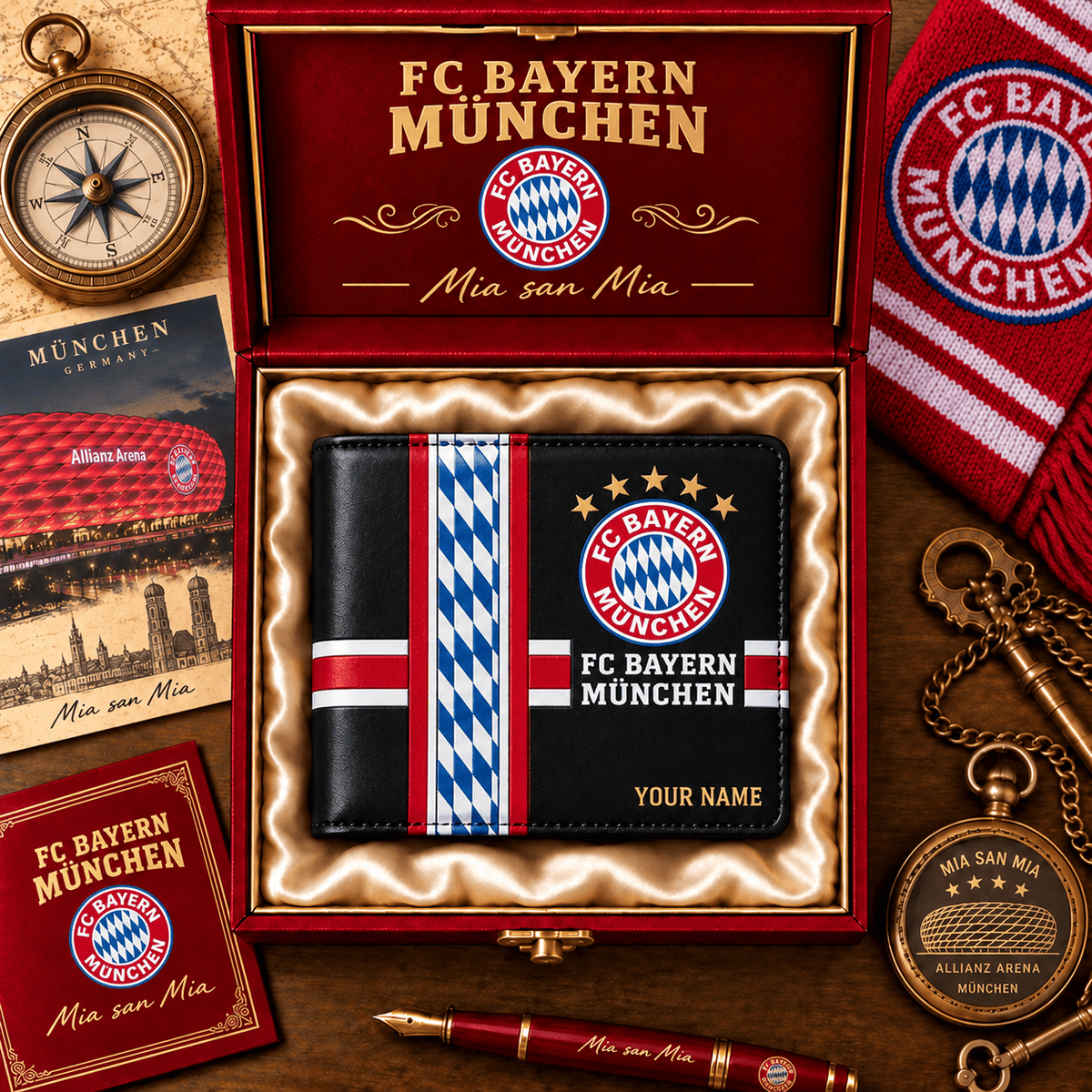 Bayern Munich Personalized Football Wallet – Custom Name Fan Gift