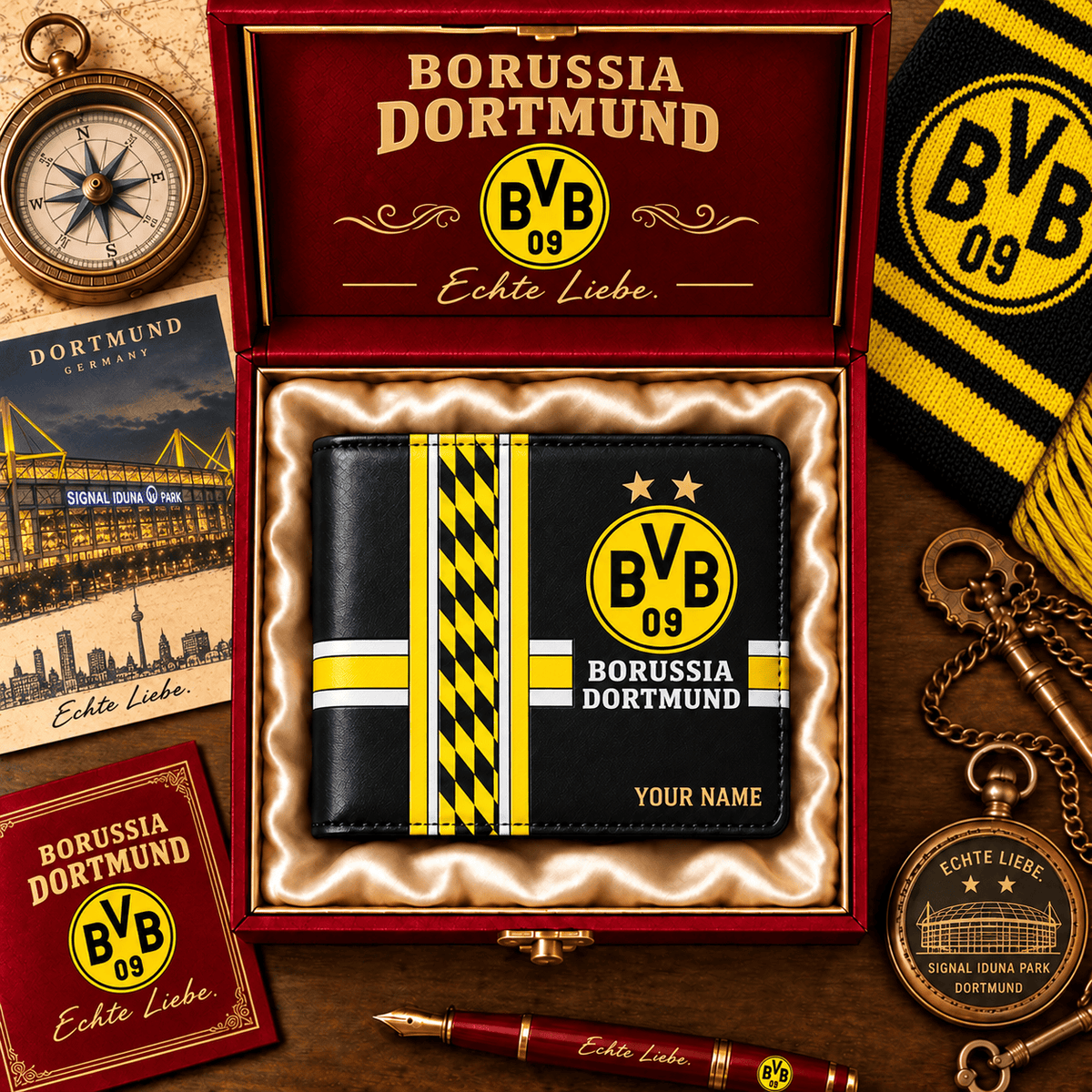 Borussia Dortmund Personalized Football Wallet – Custom Name Fan Gift