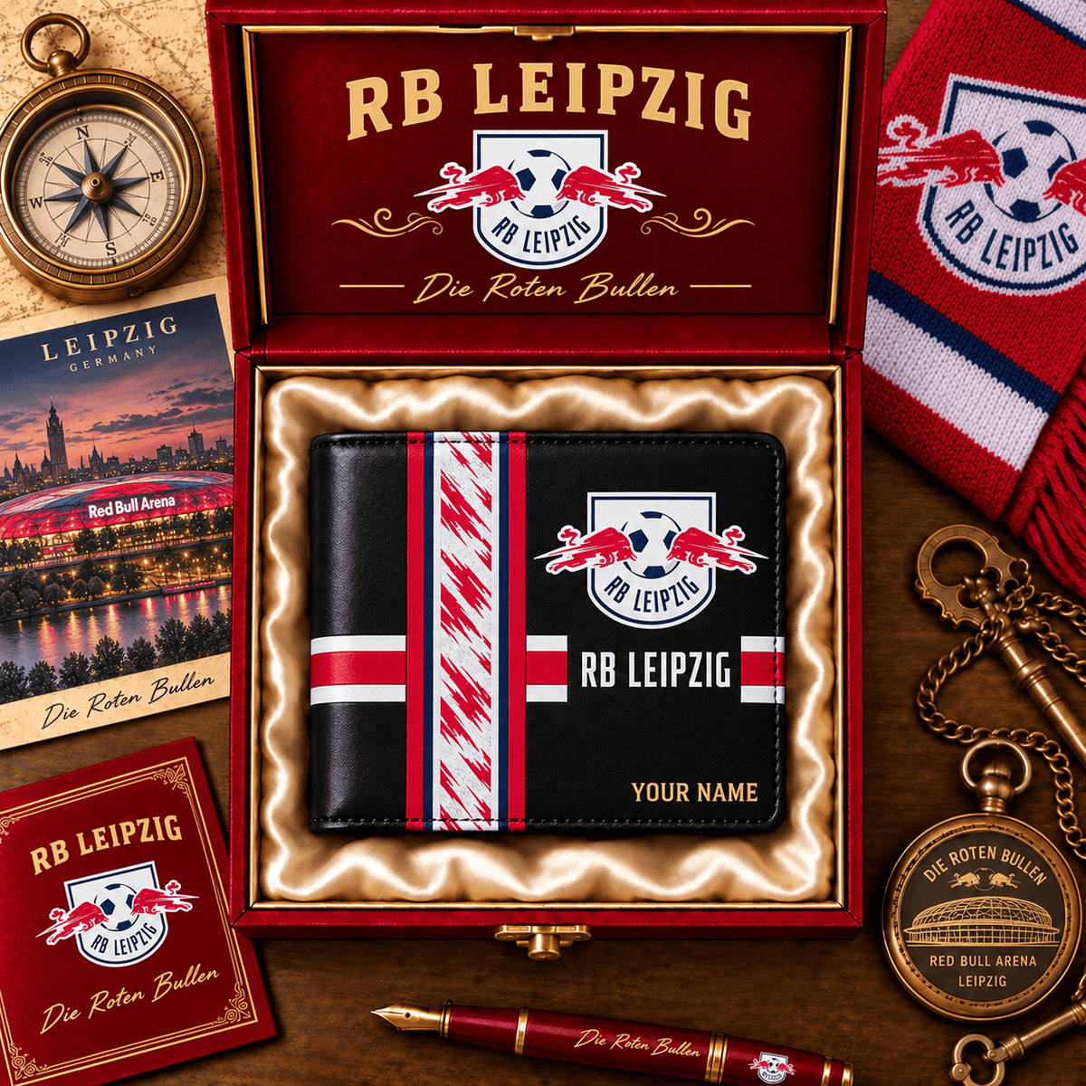 RB Leipzig Personalized Football Wallet – Custom Name Fan Gift