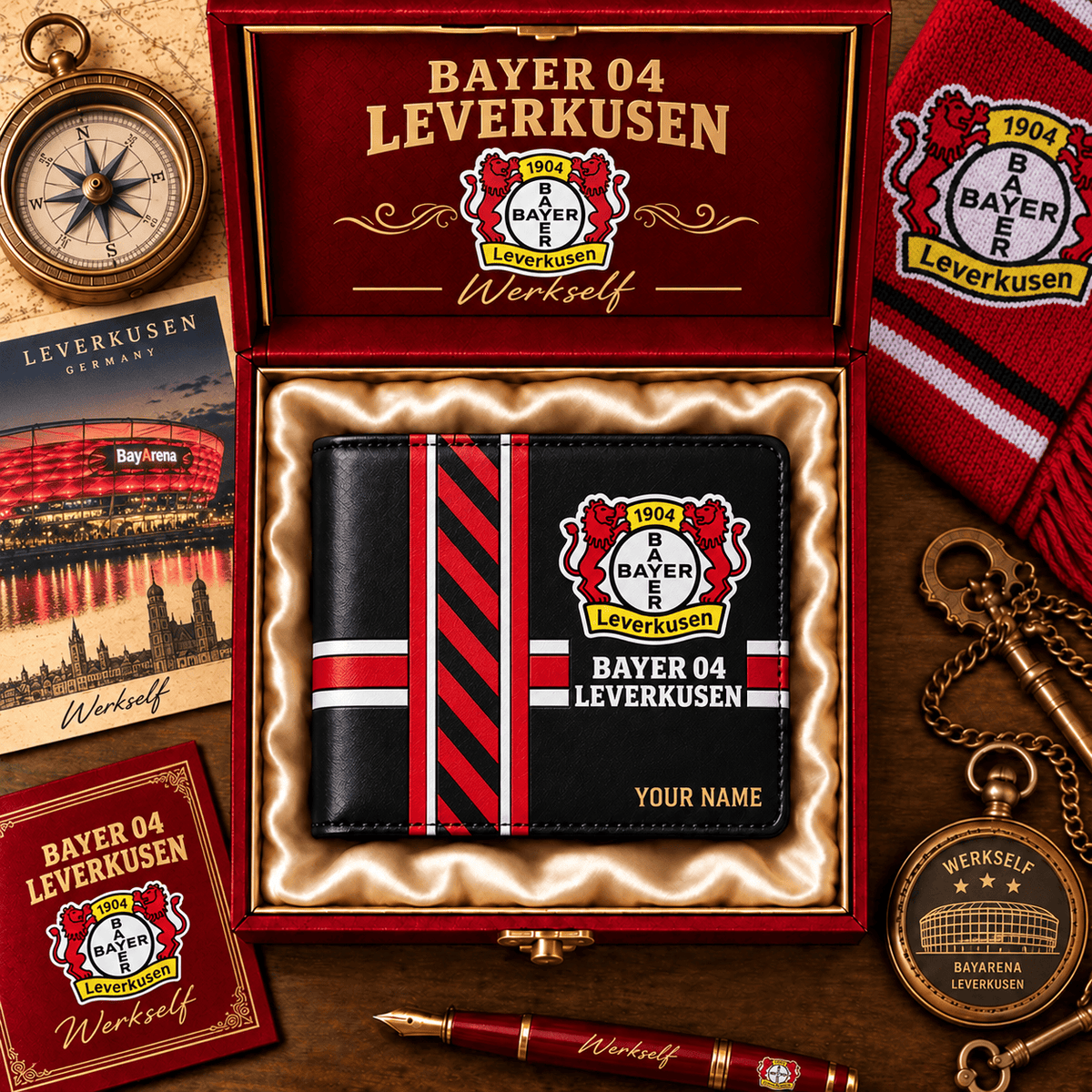 Bayer Leverkusen Personalized Football Wallet – Custom Name Fan Gift