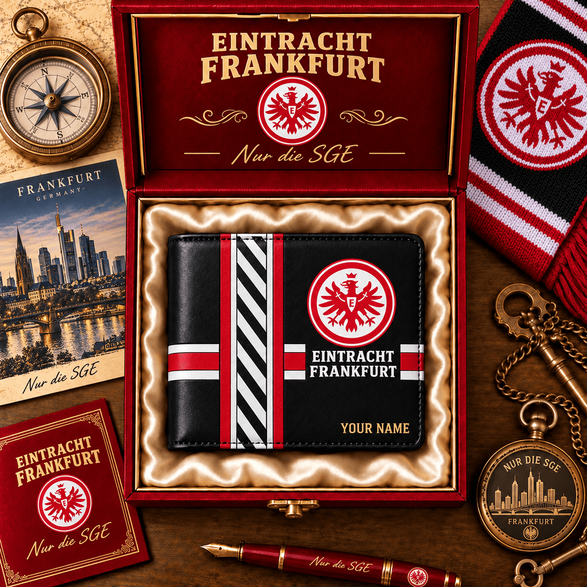 Eintracht Frankfurt Personalized Football Wallet – Custom Name Fan Gift