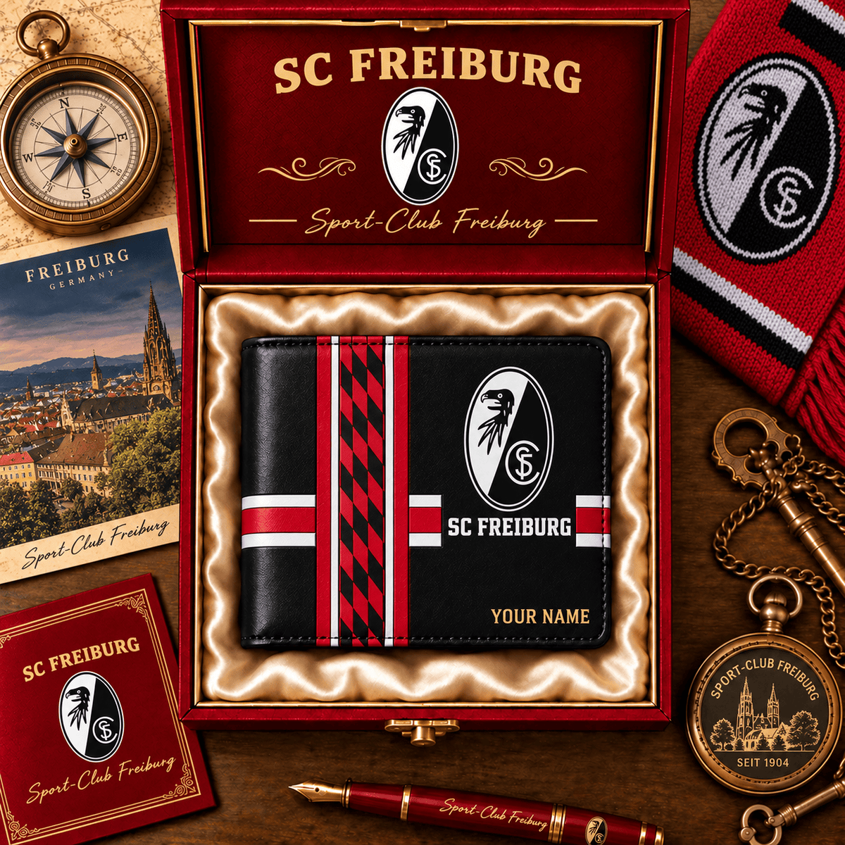 SC Freiburg Personalized Football Wallet – Custom Name Fan Gift