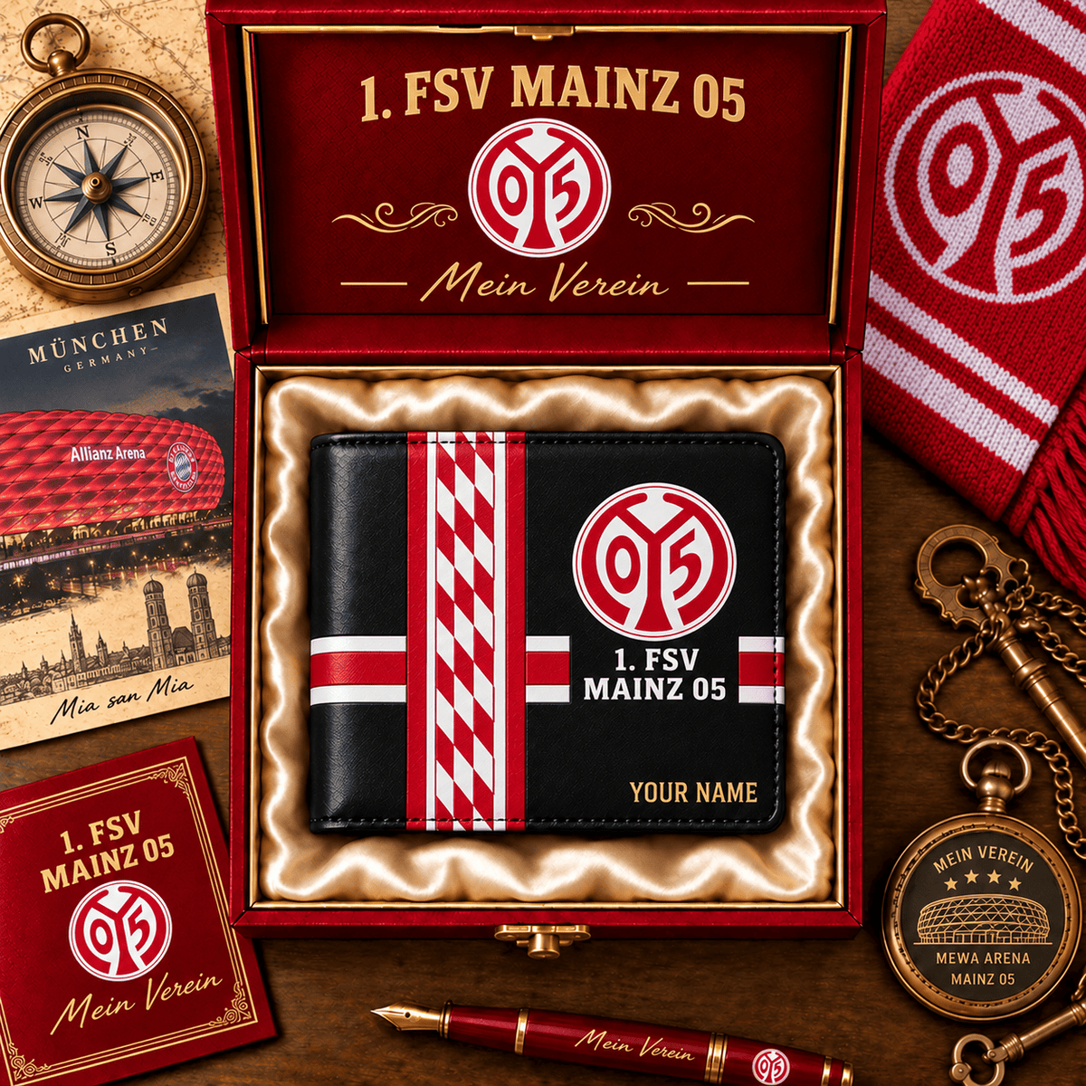 Mainz 05 Personalized Football Wallet – Custom Name Fan Gift