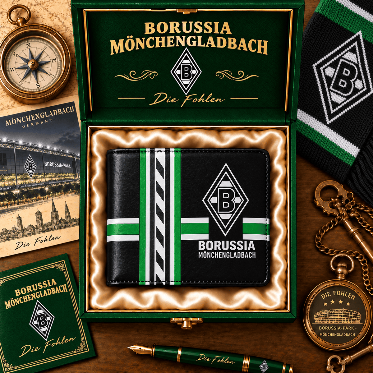 Borussia Mönchengladbach Personalized Football Wallet – Custom Name Fan Gift
