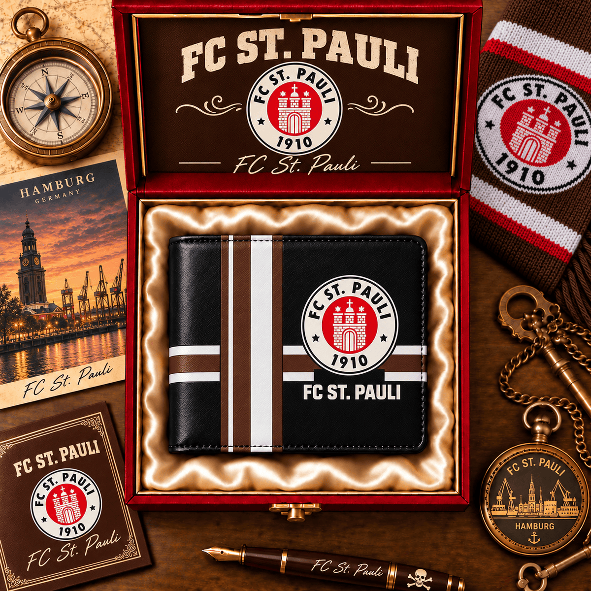 FC St. Pauli Personalized Football Wallet – Custom Name Fan Gift