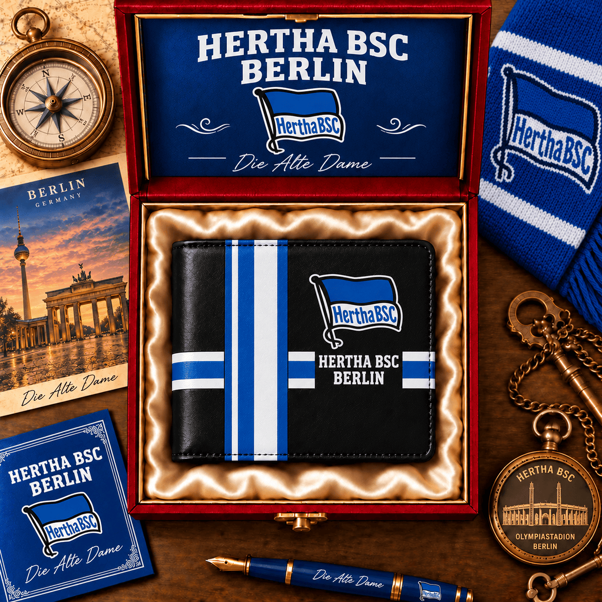 Hertha BSC Personalized Football Wallet – Custom Name Fan Gift