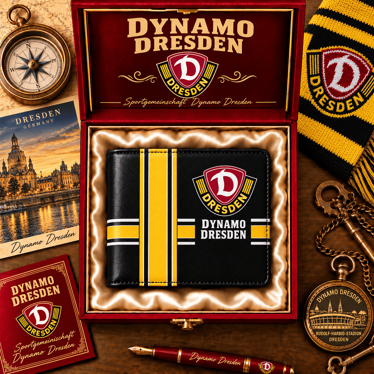Dynamo Dresden Personalized Football Wallet – Custom Name Fan Gift