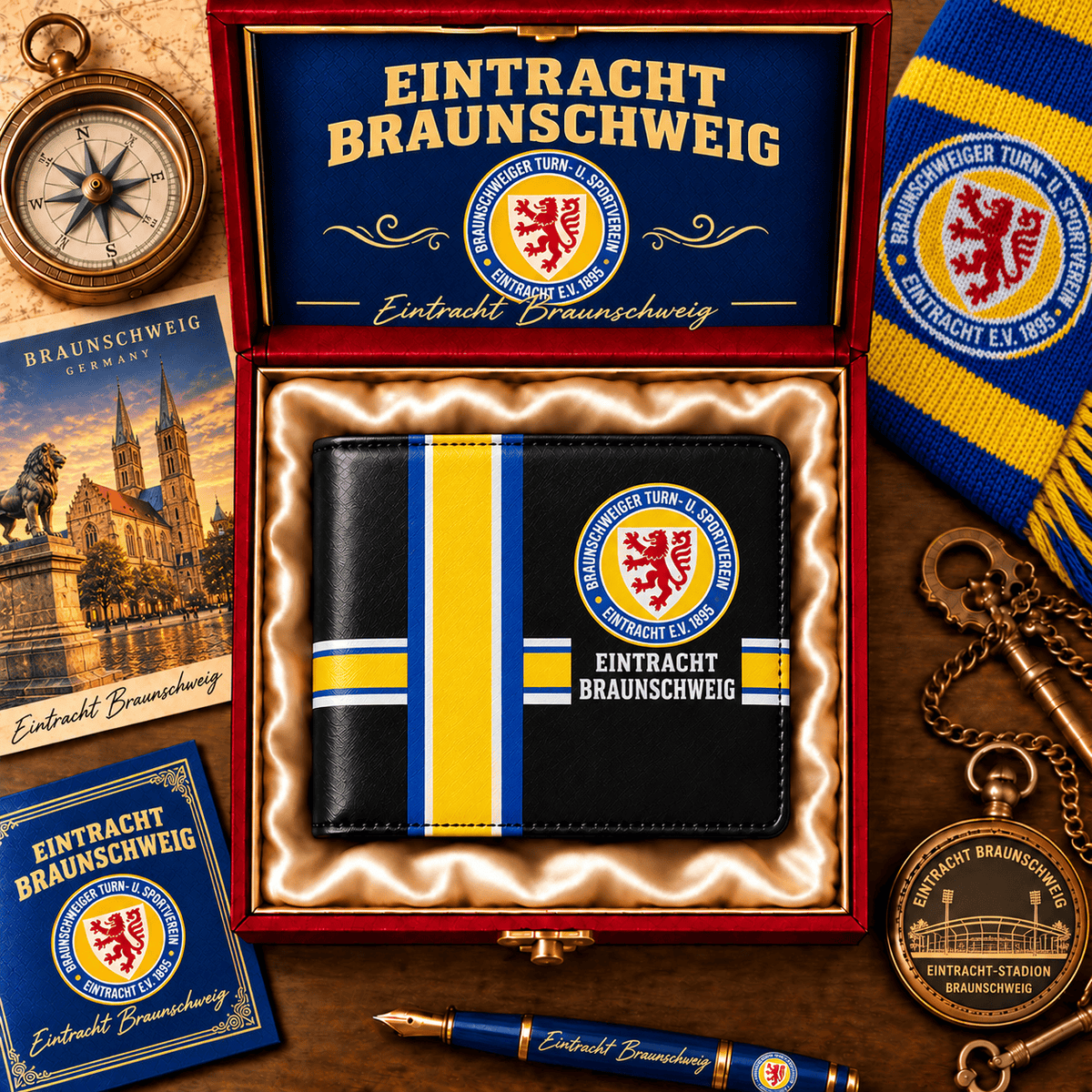 Eintracht Braunschweig Personalized Football Wallet – Custom Name Fan Gift