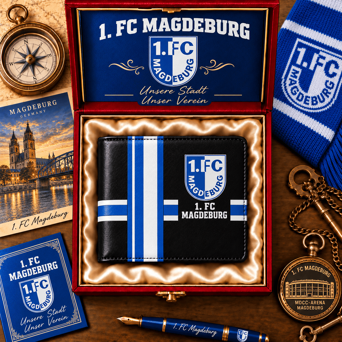 FC Magdeburg Personalized Football Wallet – Custom Name Fan Gift