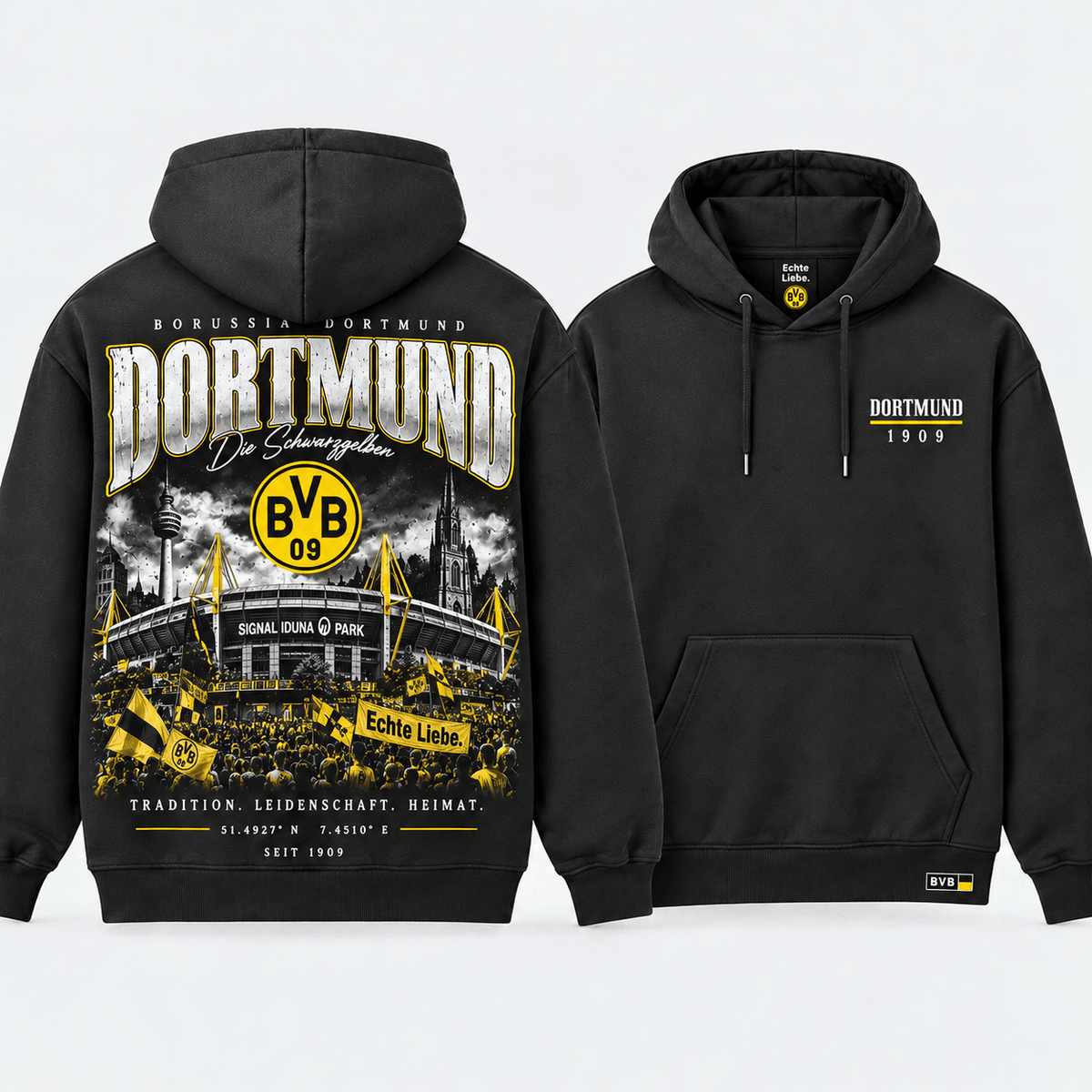 Borussia Dortmund Stadium Graphic Hoodie – Vintage Football Fan Edition