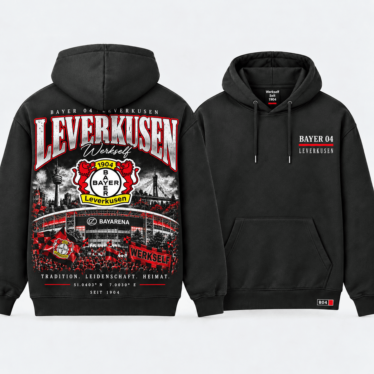 Bayer Leverkusen Stadium Graphic Hoodie – Vintage Football Fan Edition