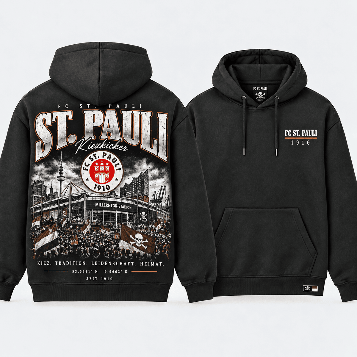 FC St. Pauli Stadium Graphic Hoodie – Vintage Football Fan Edition
