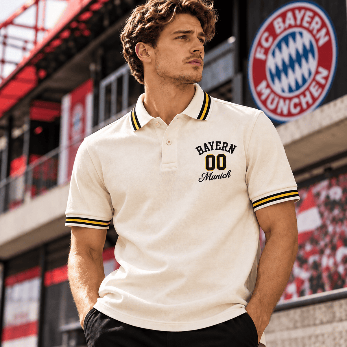 Bayern Munich BDL Varsity Number Polo Shirt – Premium Striped Collar Design