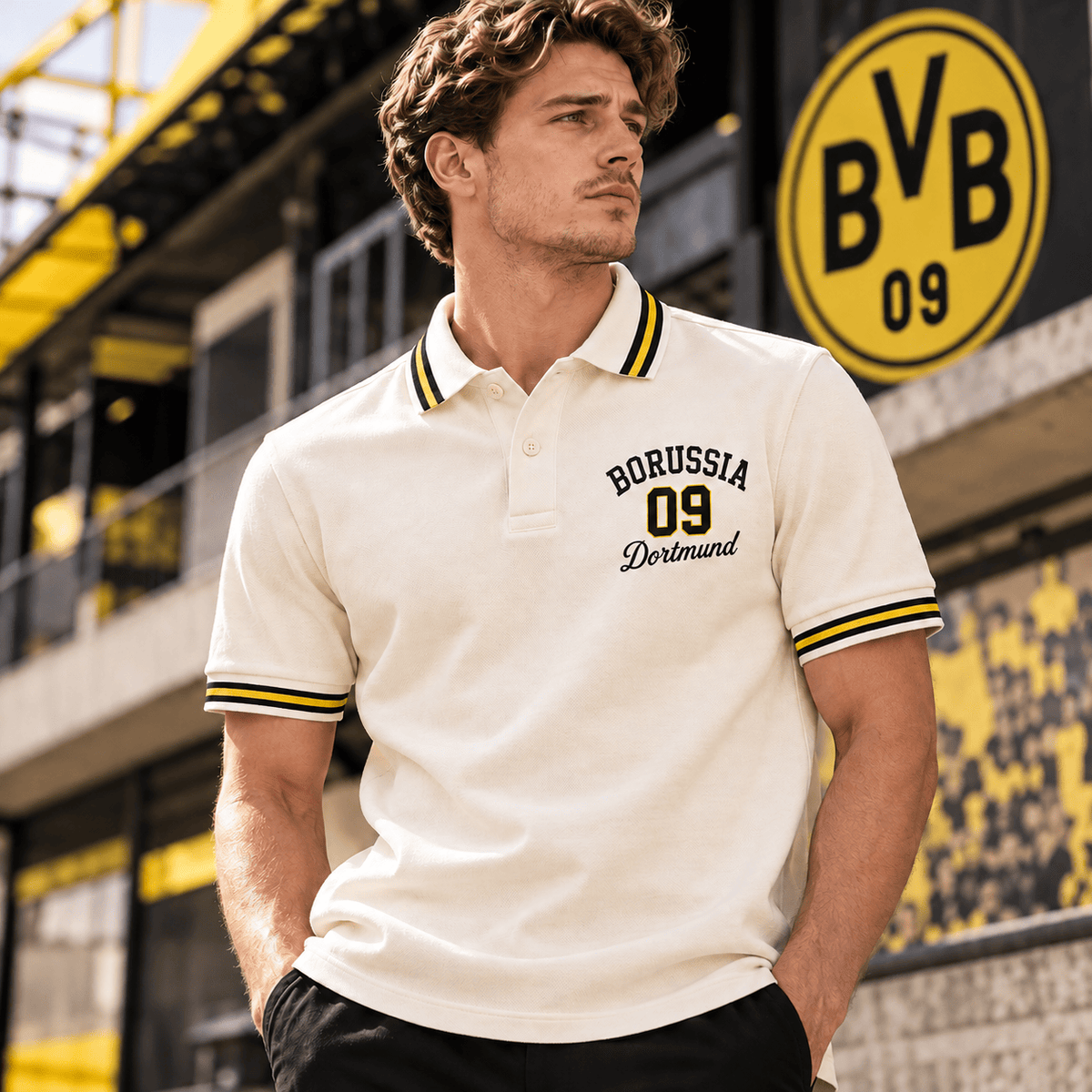 Borussia Dortmund BDL Varsity Number Polo Shirt – Premium Striped Collar Design