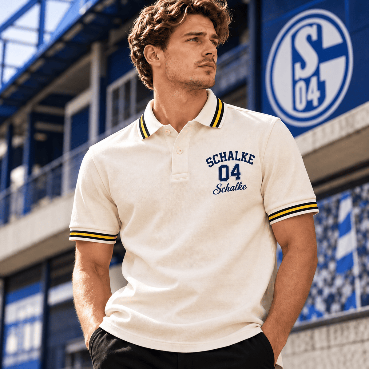 Schalke 04 BDL Varsity Number Polo Shirt – Premium Striped Collar Design