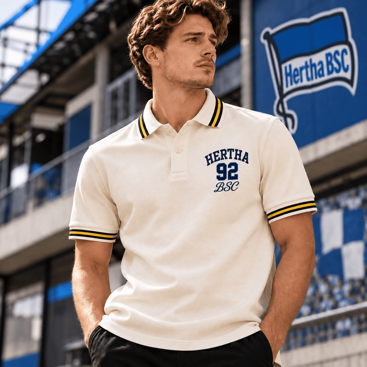 Hertha BSC BDL Varsity Number Polo Shirt – Premium Striped Collar Design
