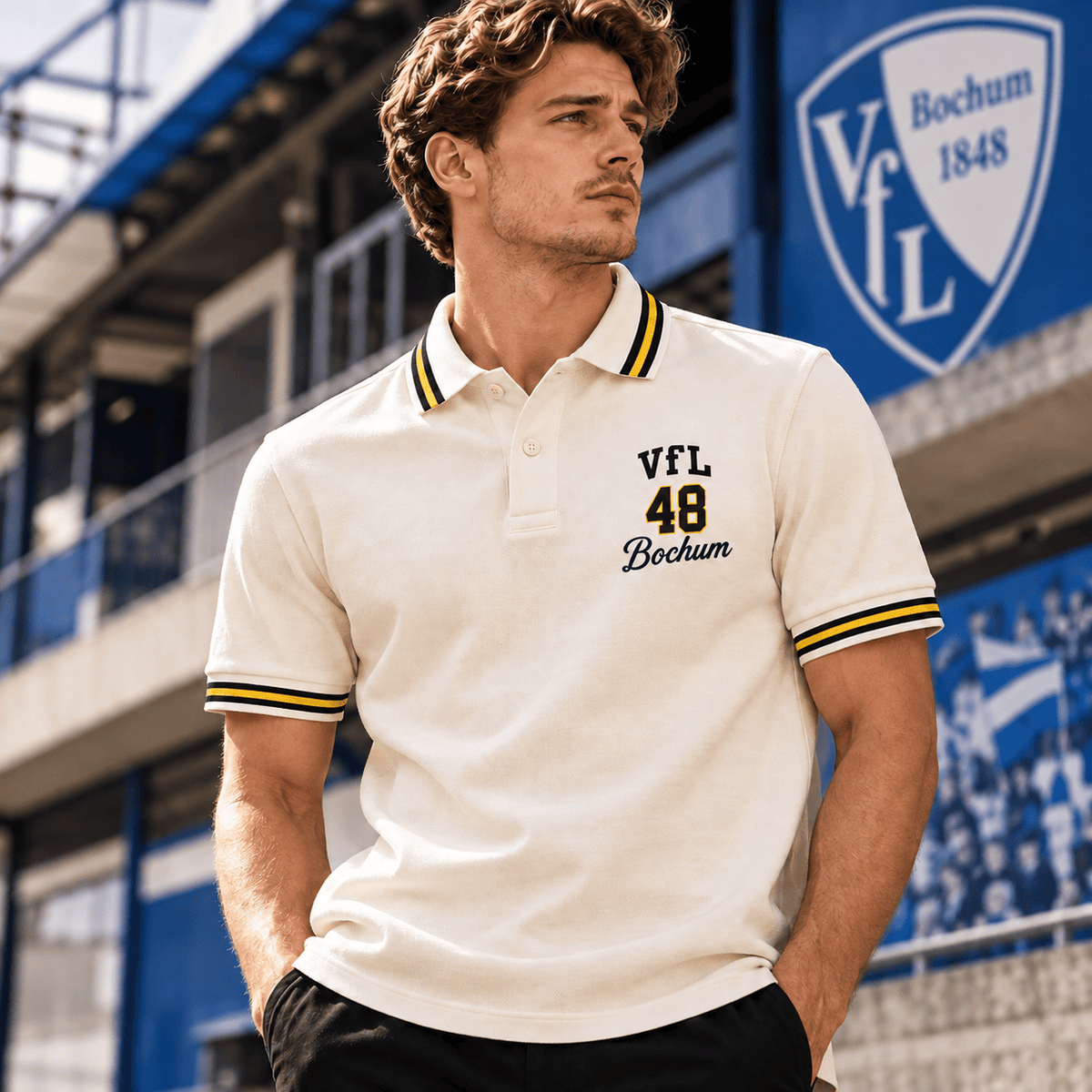 VfL Bochum BDL Varsity Number Polo Shirt – Premium Striped Collar Design