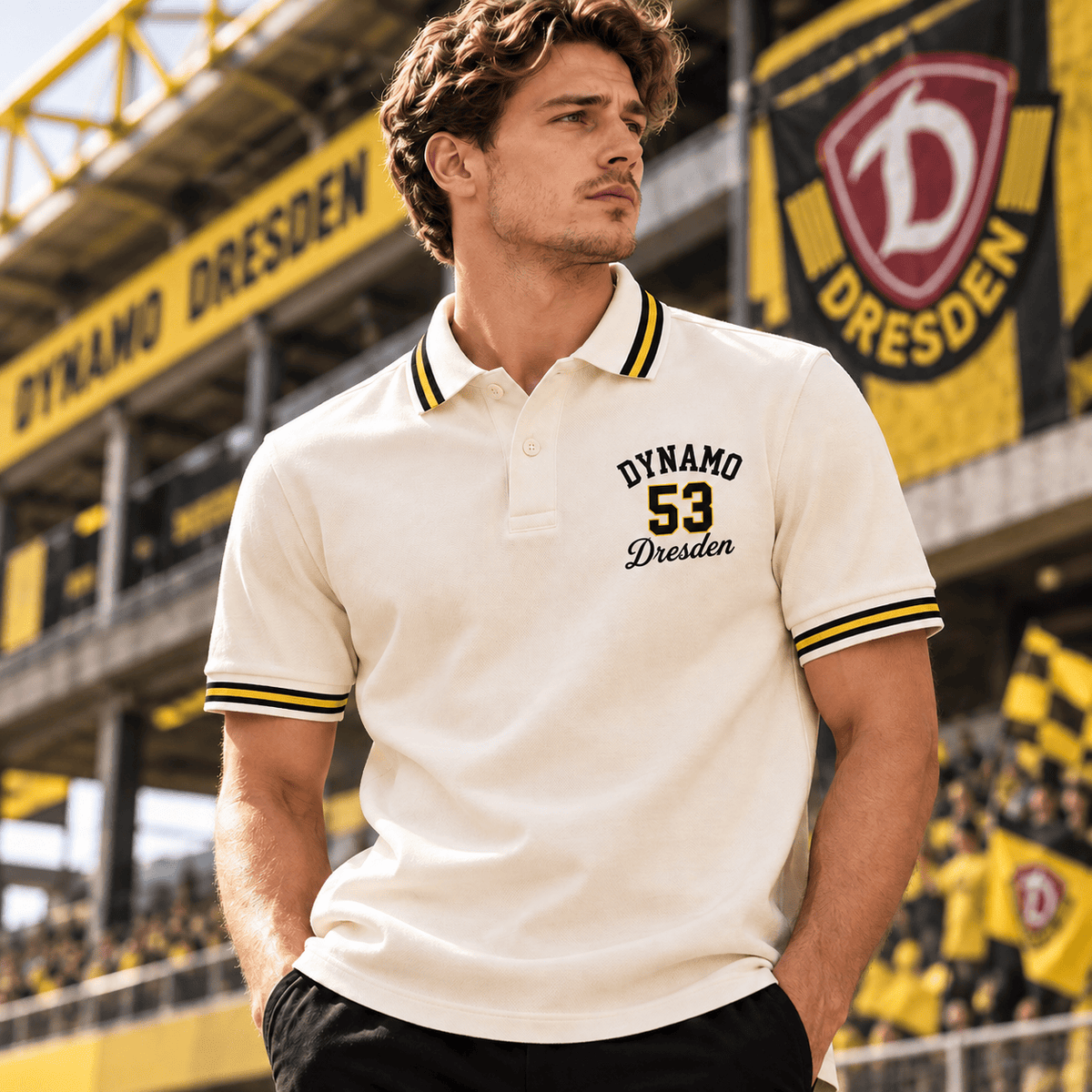 Dynamo Dresden BDL Varsity Number Polo Shirt – Premium Striped Collar Design