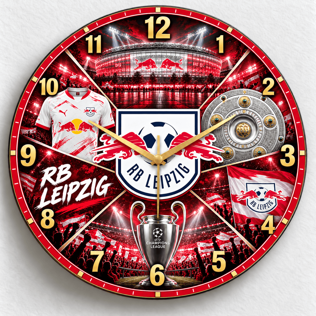 RB Leipzig BDL Stadium Wall Clock – Football Fan Home Decor