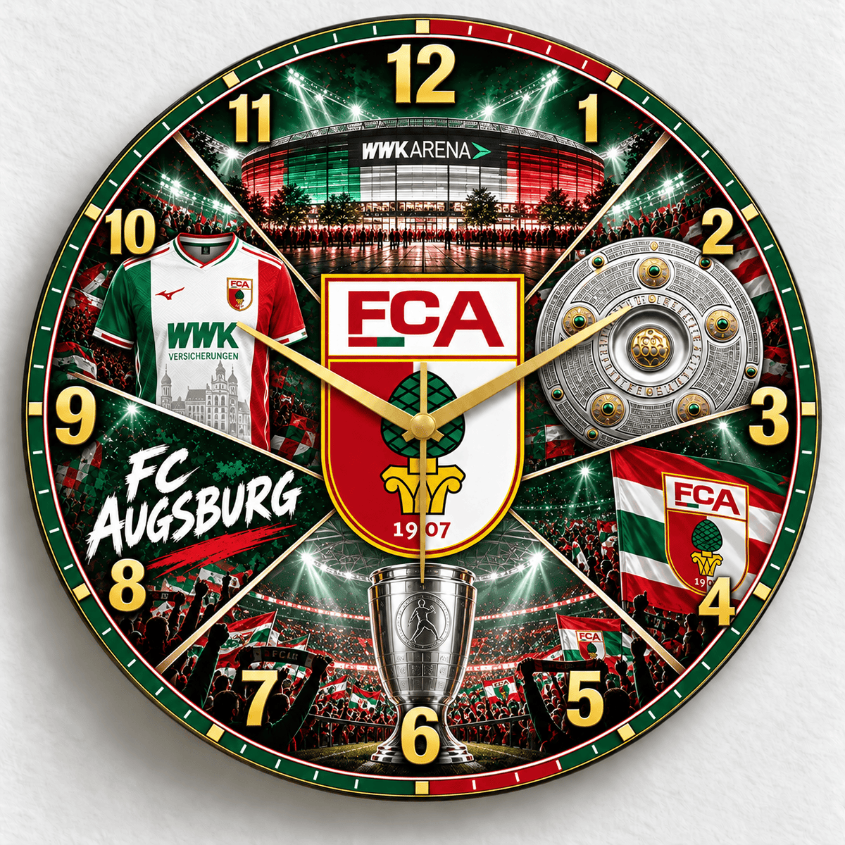 FC Augsburg BDL Stadium Wall Clock – Football Fan Home Decor
