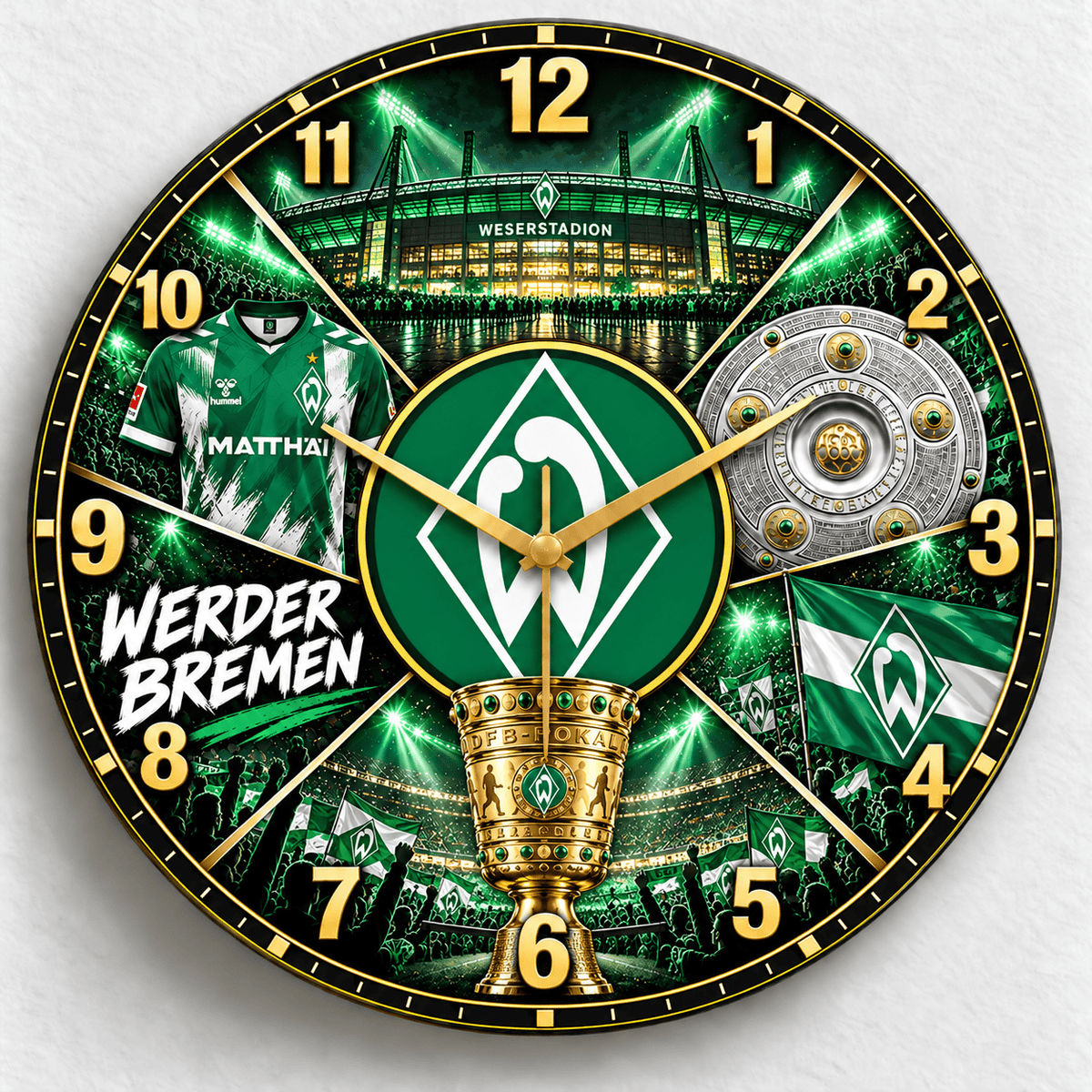 Werder Bremen BDL Stadium Wall Clock – Football Fan Home Decor