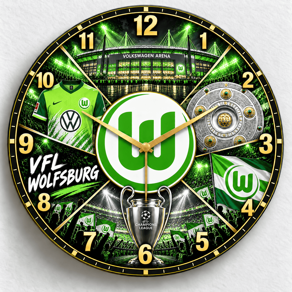 VfL Wolfsburg BDL Stadium Wall Clock – Football Fan Home Decor
