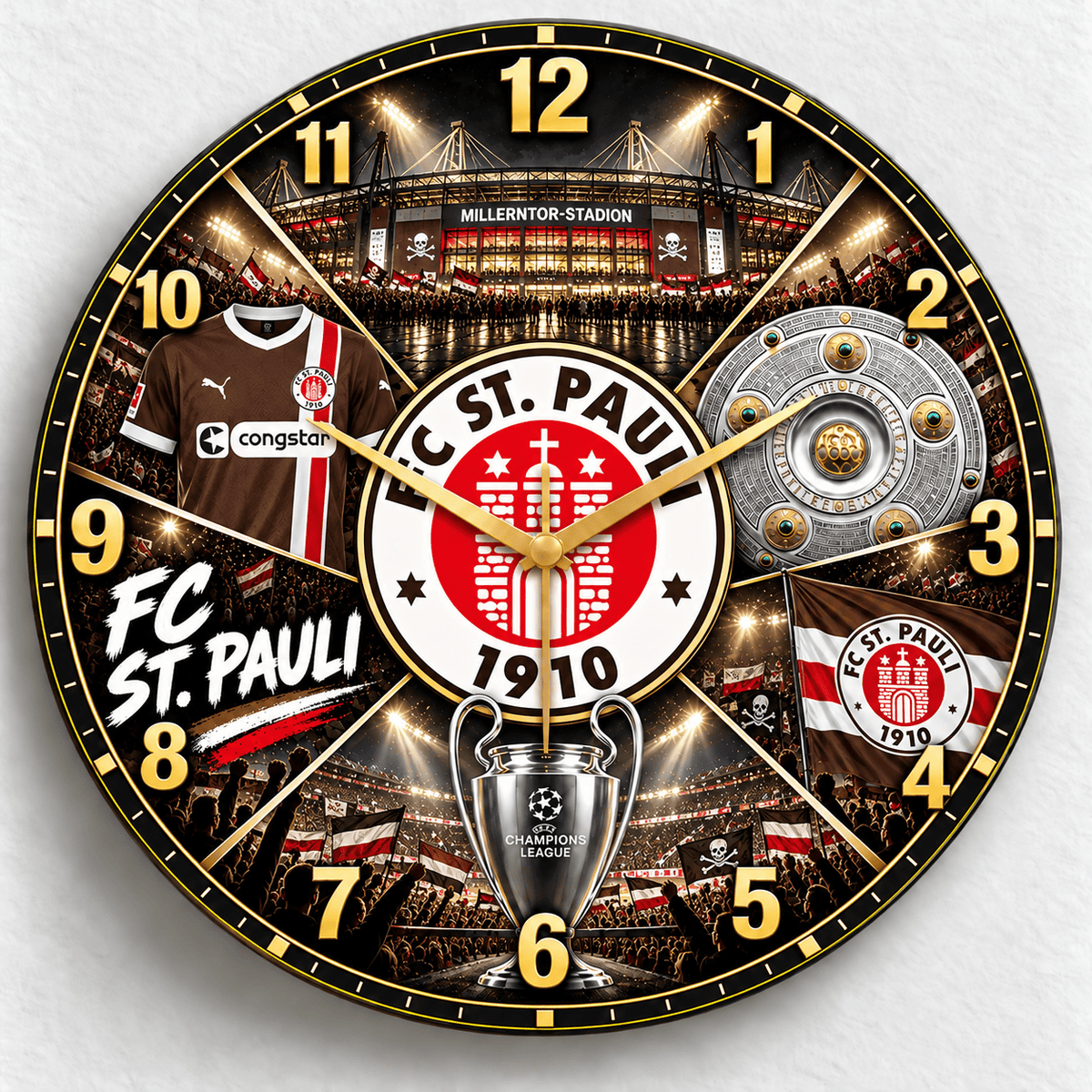 FC St. Pauli BDL Stadium Wall Clock – Football Fan Home Decor