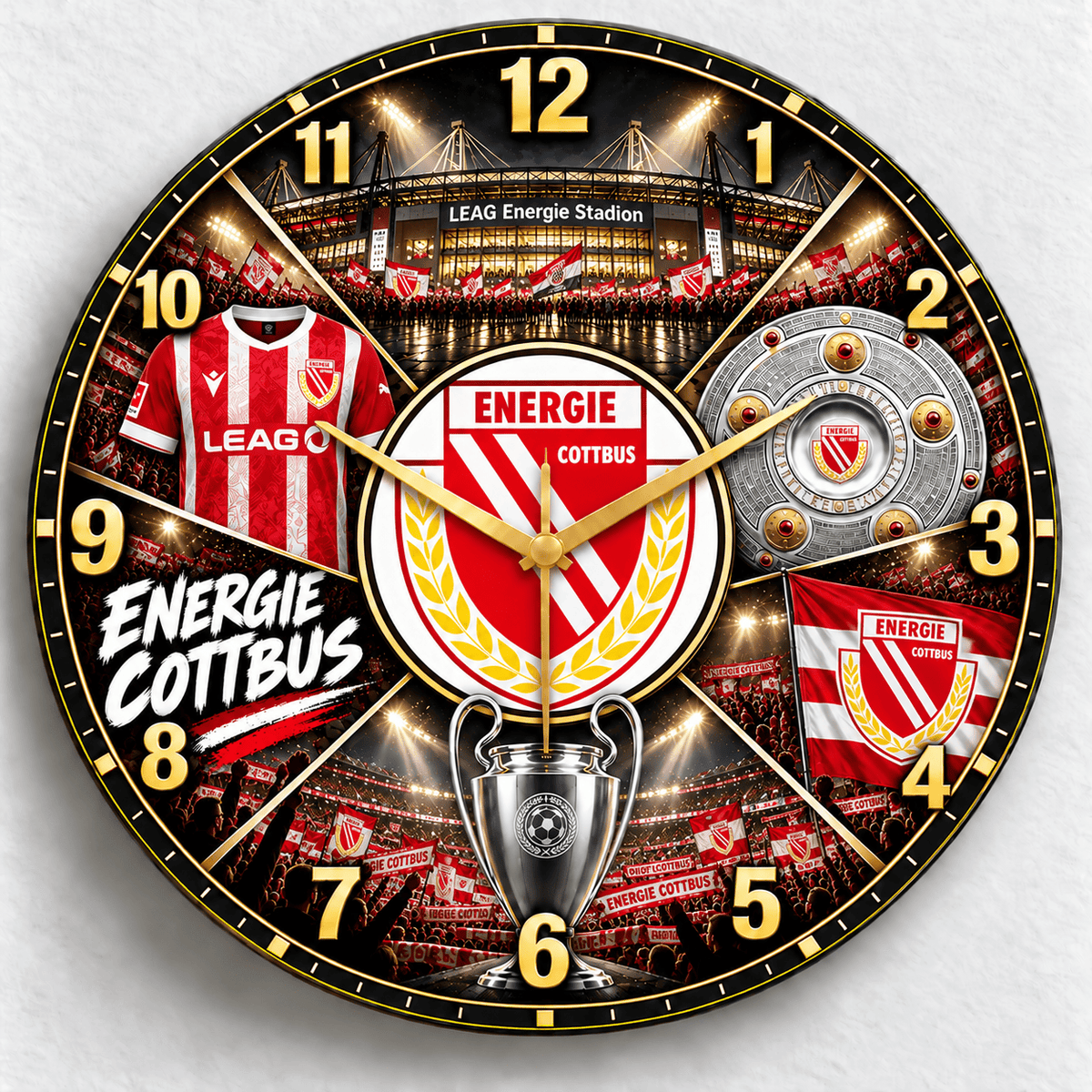 Energie Cottbus BDL Stadium Wall Clock – Football Fan Home Decor