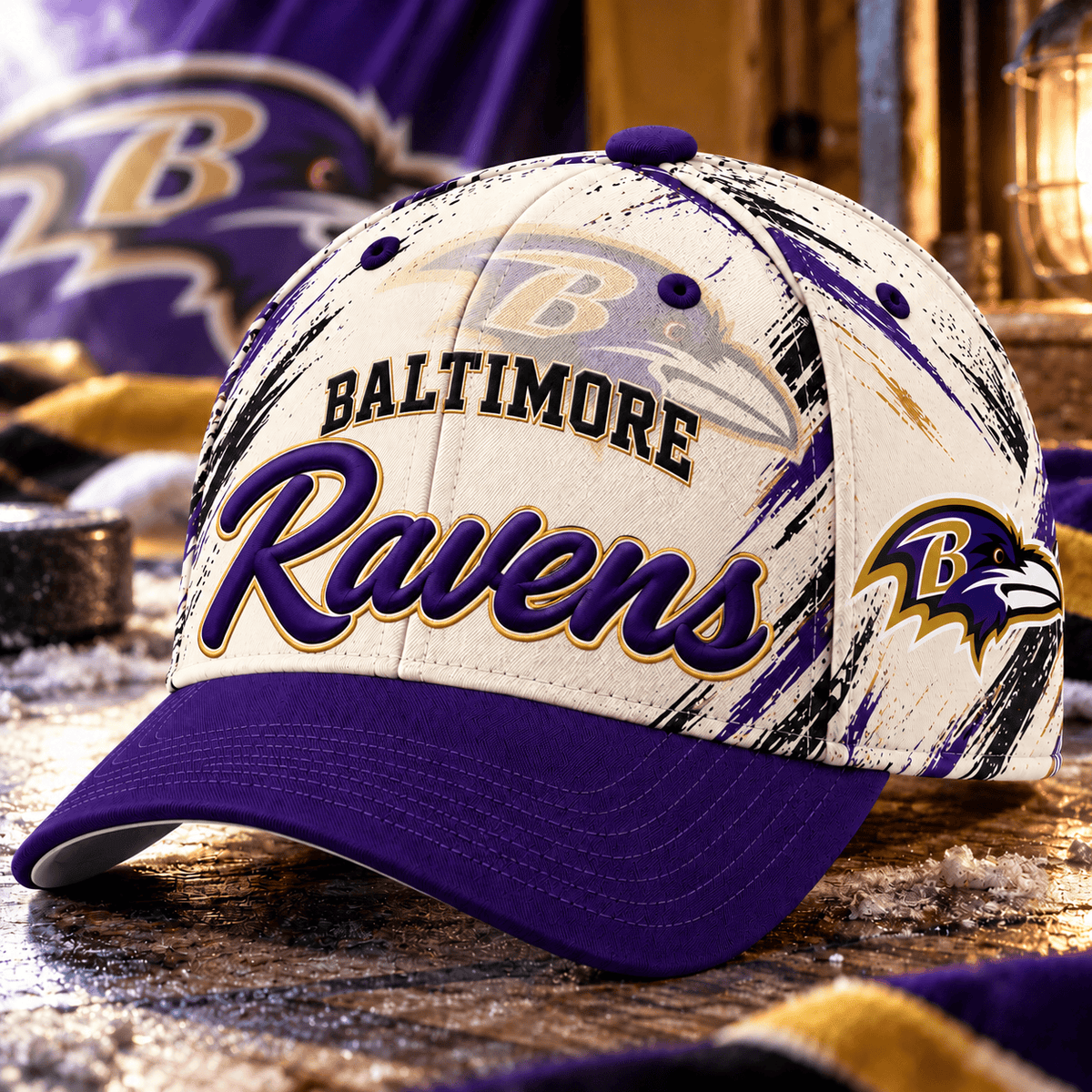 Baltimore Ravens NFL Classic Cap – All Over Print Football Fan Baseball Hat