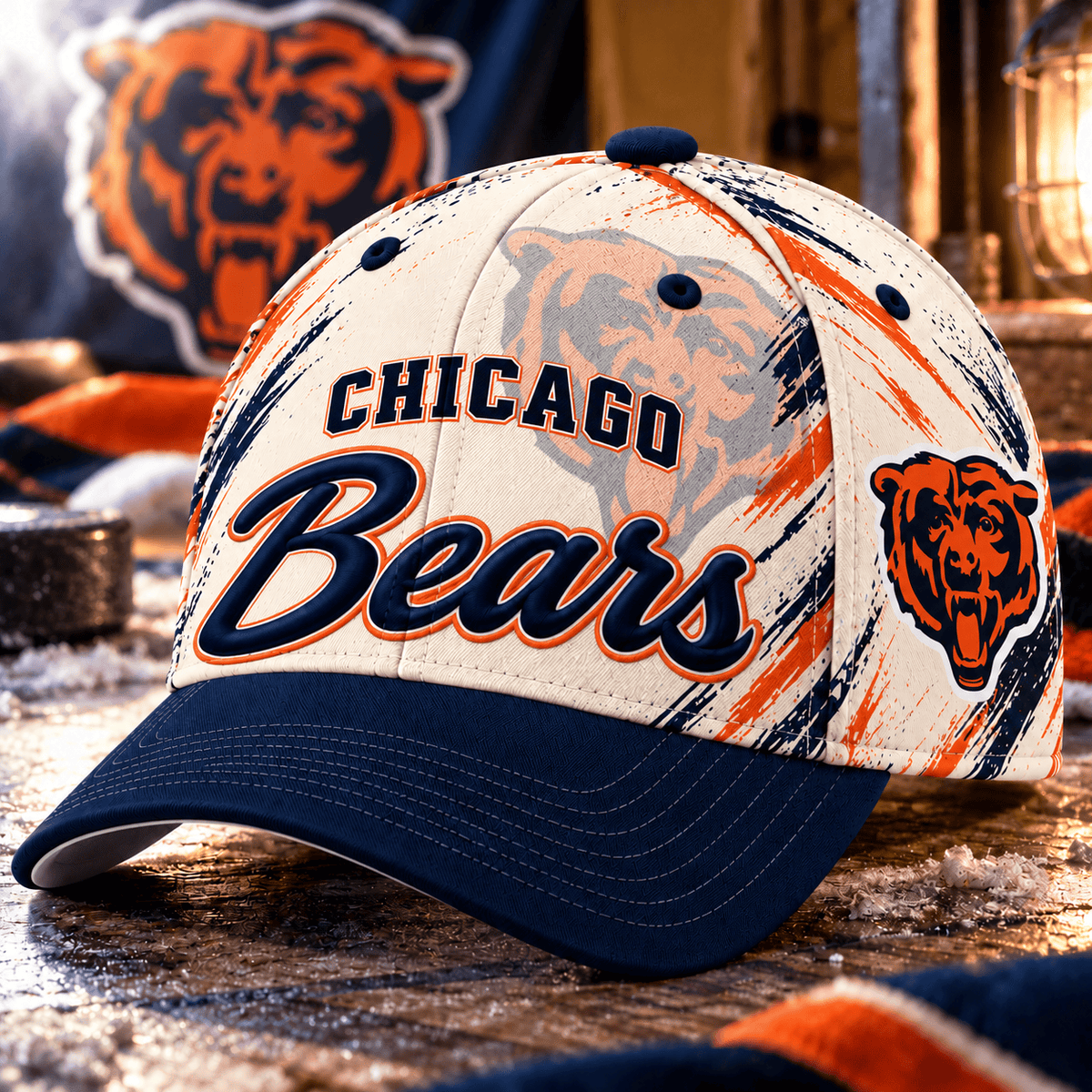 Chicago Bears NFL Classic Cap – All Over Print Football Fan Baseball Hat