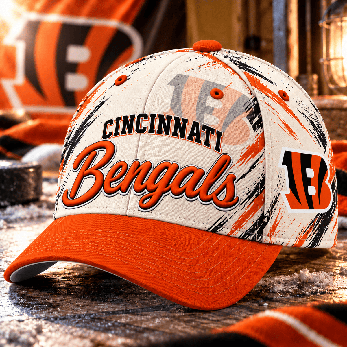 Cincinnati Bengals NFL Classic Cap – All Over Print Football Fan Baseball Hat