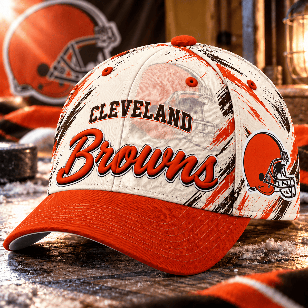 Cleveland Browns NFL Classic Cap – All Over Print Football Fan Baseball Hat