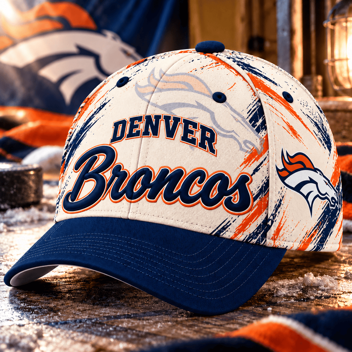 Denver Broncos NFL Classic Cap – All Over Print Football Fan Baseball Hat
