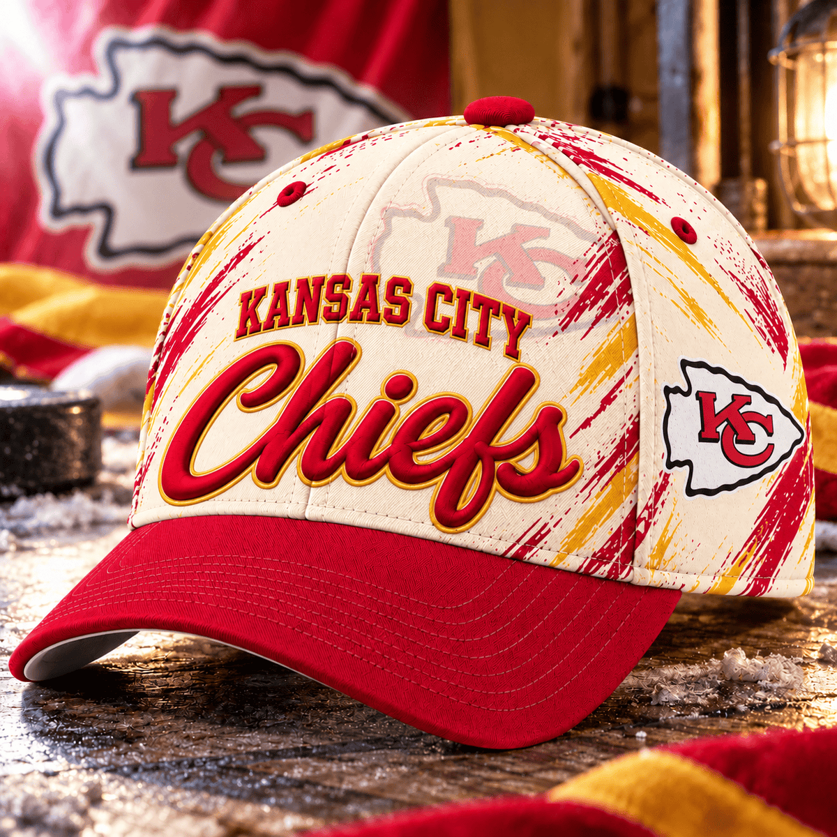 Kansas City Chiefs NFL Classic Cap – All Over Print Football Fan Baseball Hat