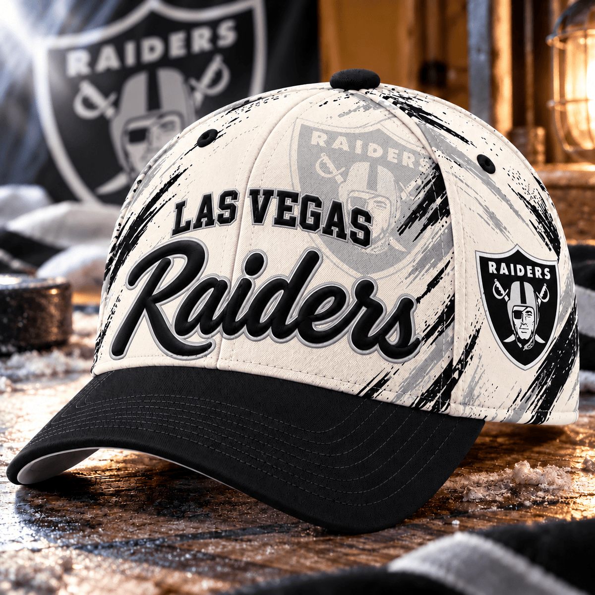 Las Vegas Raiders NFL Classic Cap – All Over Print Football Fan Baseball Hat