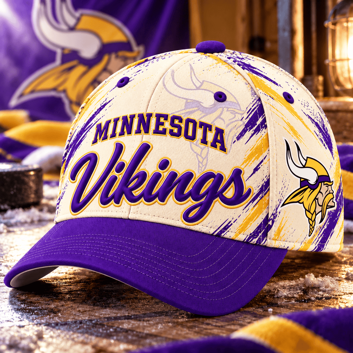 Minnesota Vikings NFL Classic Cap – All Over Print Football Fan Baseball Hat