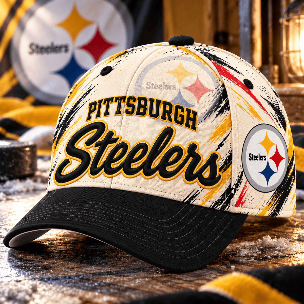 Pittsburgh Steelers NFL Classic Cap – All Over Print Football Fan Baseball Hat