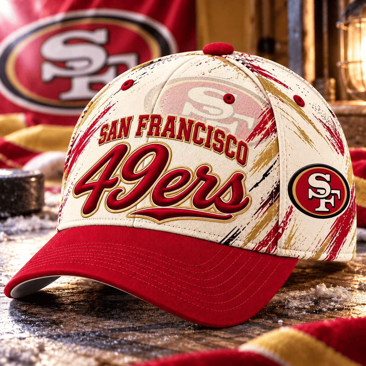 San Francisco 49ers NFL Classic Cap – All Over Print Football Fan Baseball Hat