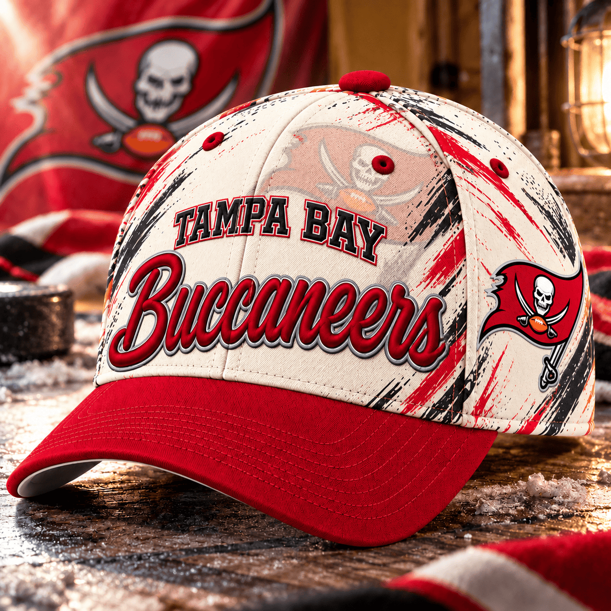 Tampa Bay Buccaneers NFL Classic Cap – All Over Print Football Fan Baseball Hat