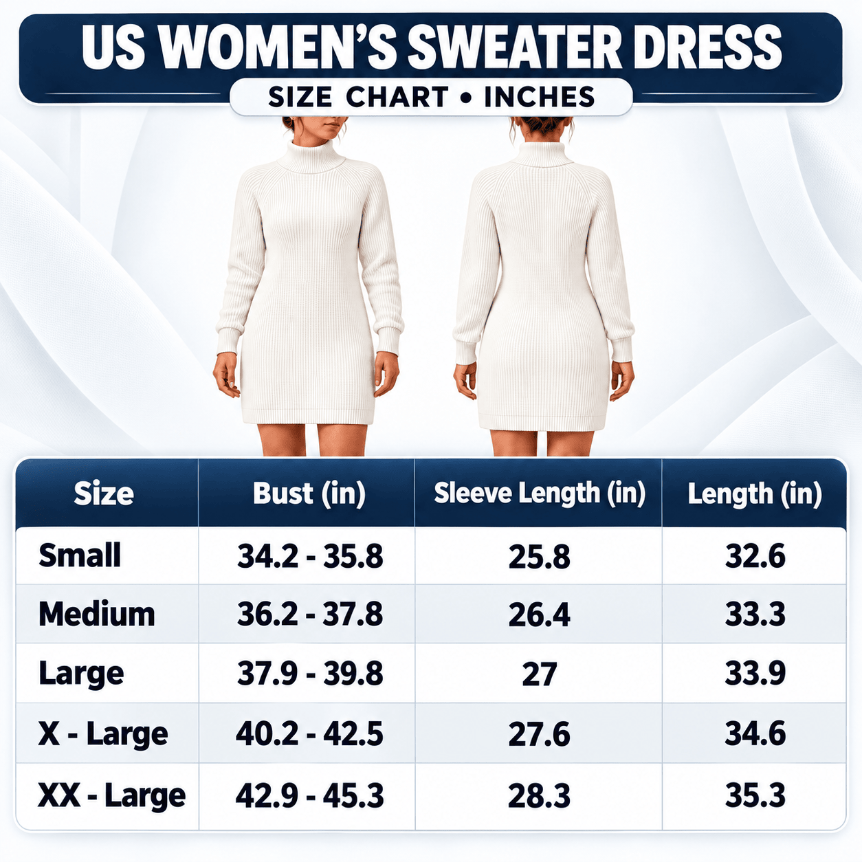 US Women's Sweater Dress Size Chart