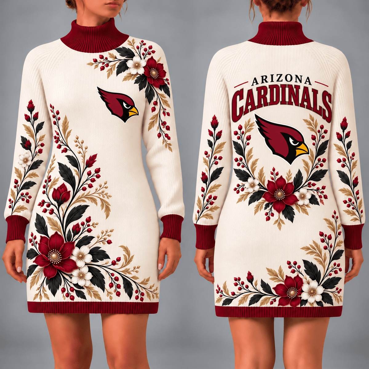 Arizona Cardinals Floral Sweater Dress