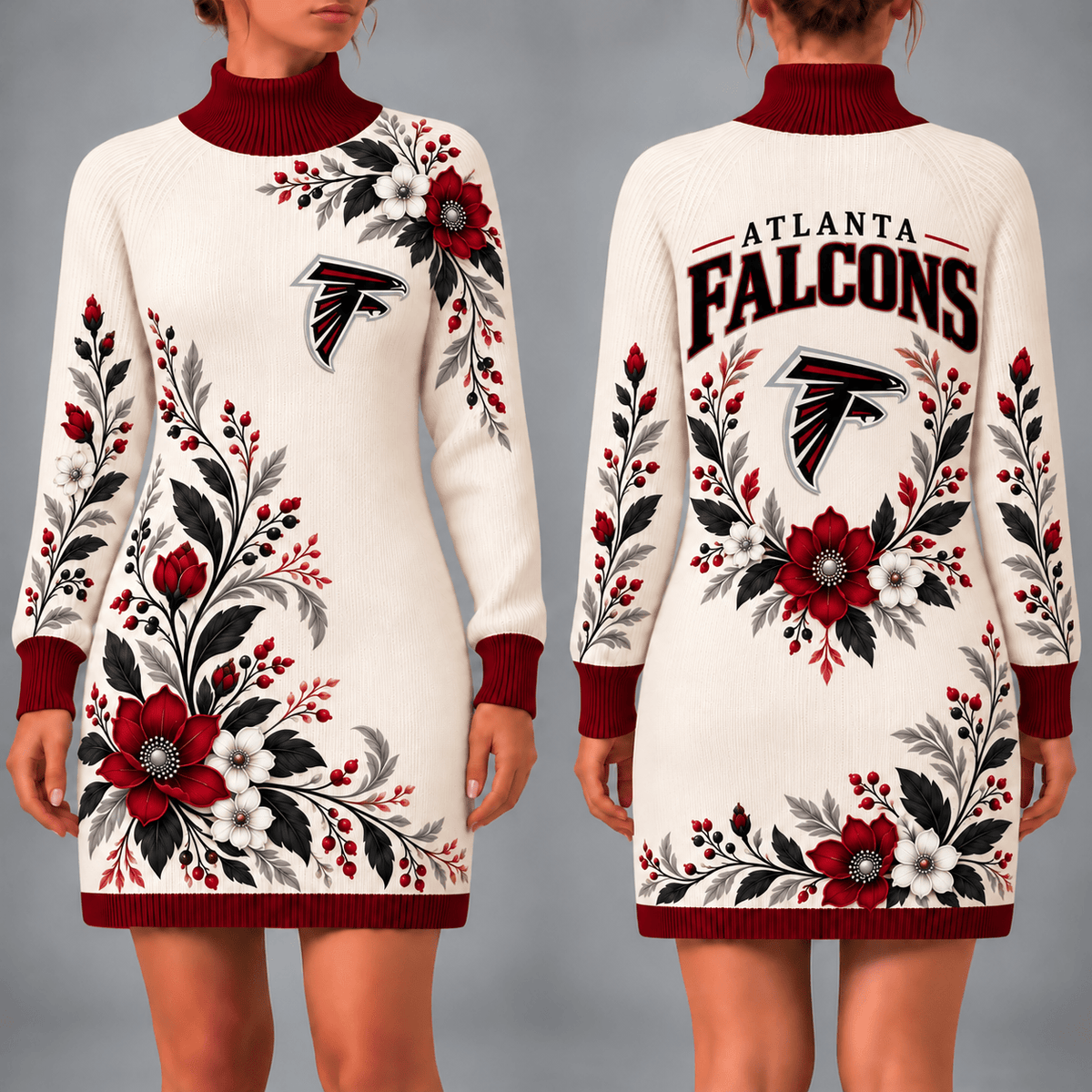 Atlanta Falcons Floral Sweater Dress
