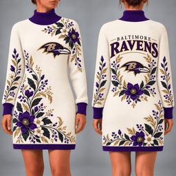 Baltimore Ravens Floral Sweater Dress