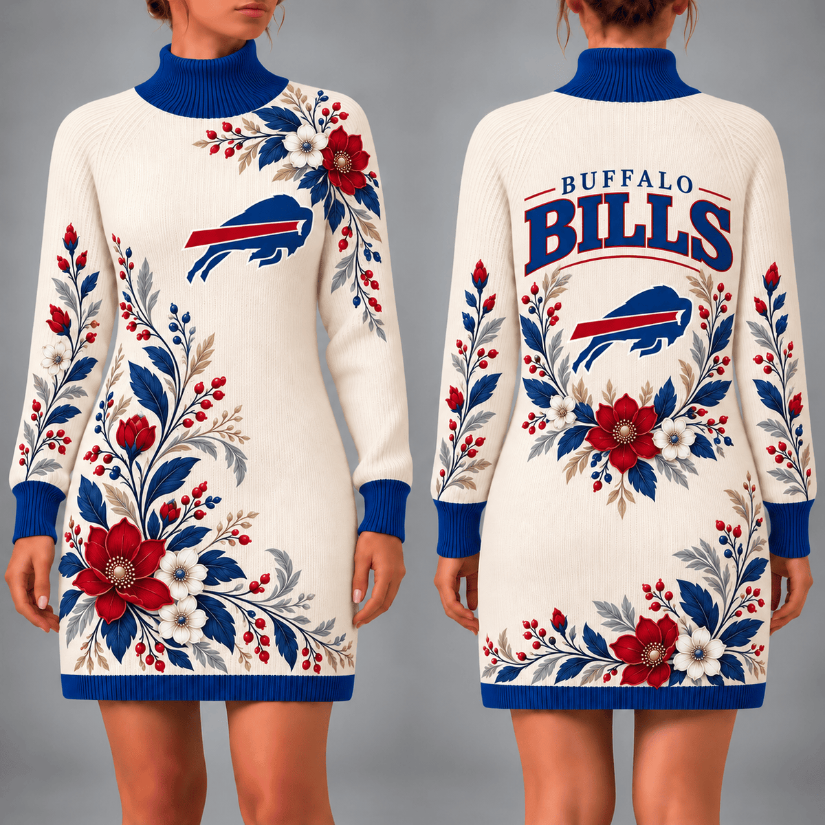 Buffalo Bills Floral Sweater Dress