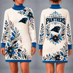 Carolina Panthers Floral Sweater Dress