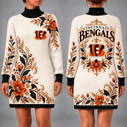Cincinnati Bengals Floral Sweater Dress