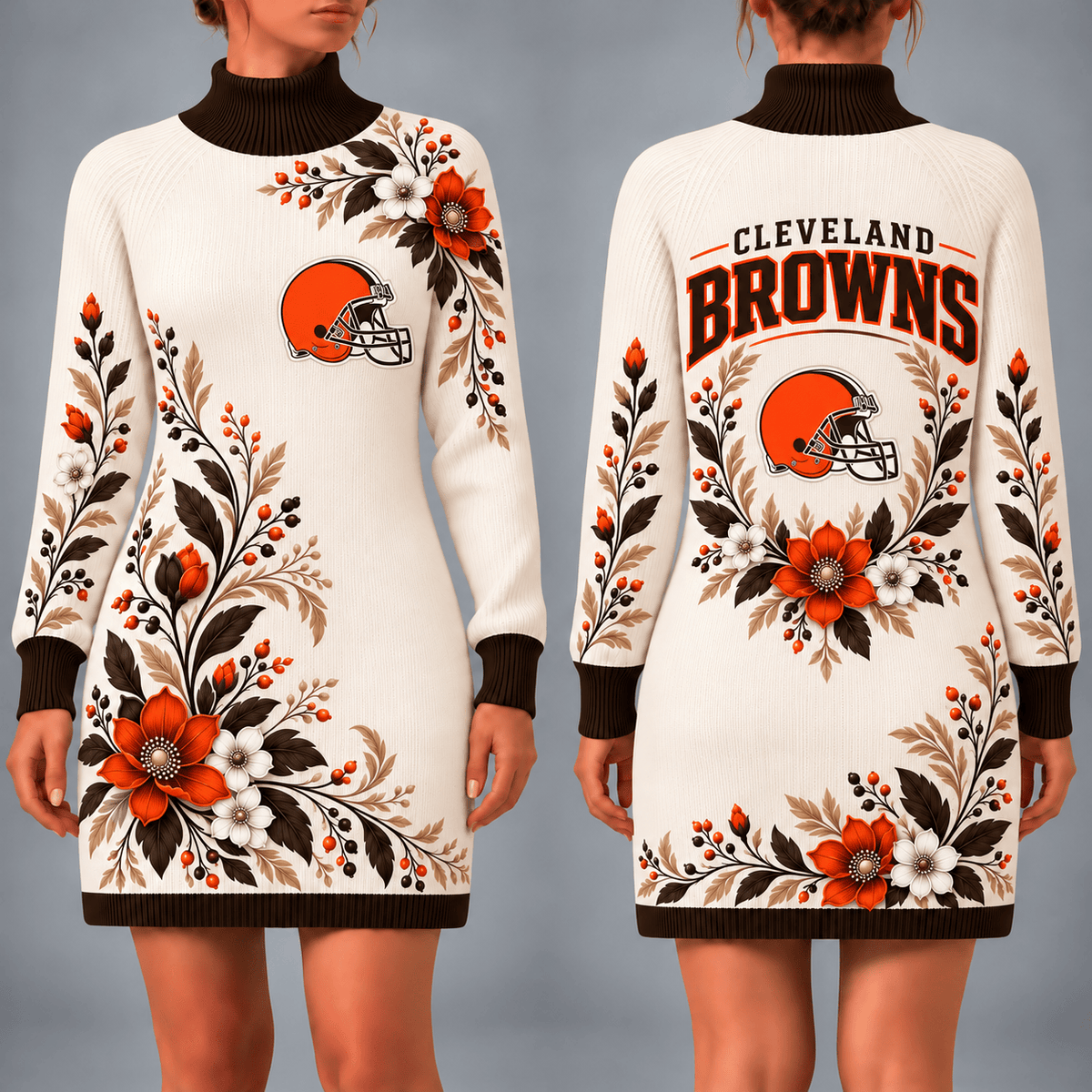 Cleveland Browns Floral Sweater Dress