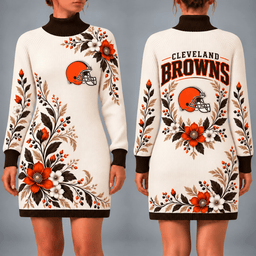 Cleveland Browns Floral Sweater Dress