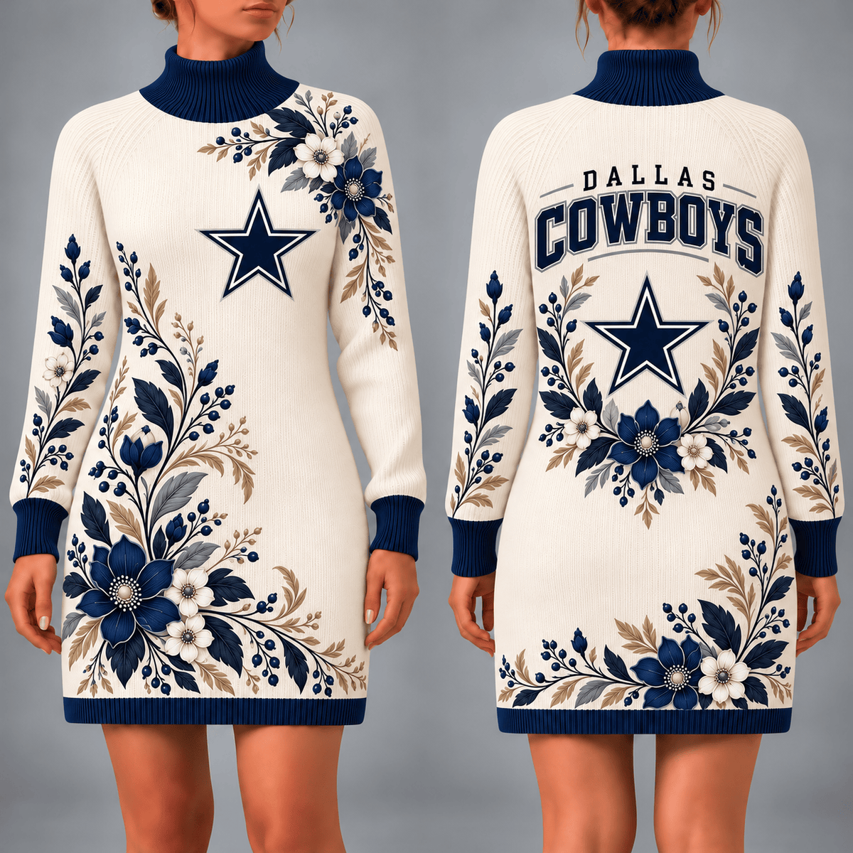 Dallas Cowboys Floral Sweater Dress