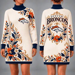 Denver Broncos Floral Sweater Dress